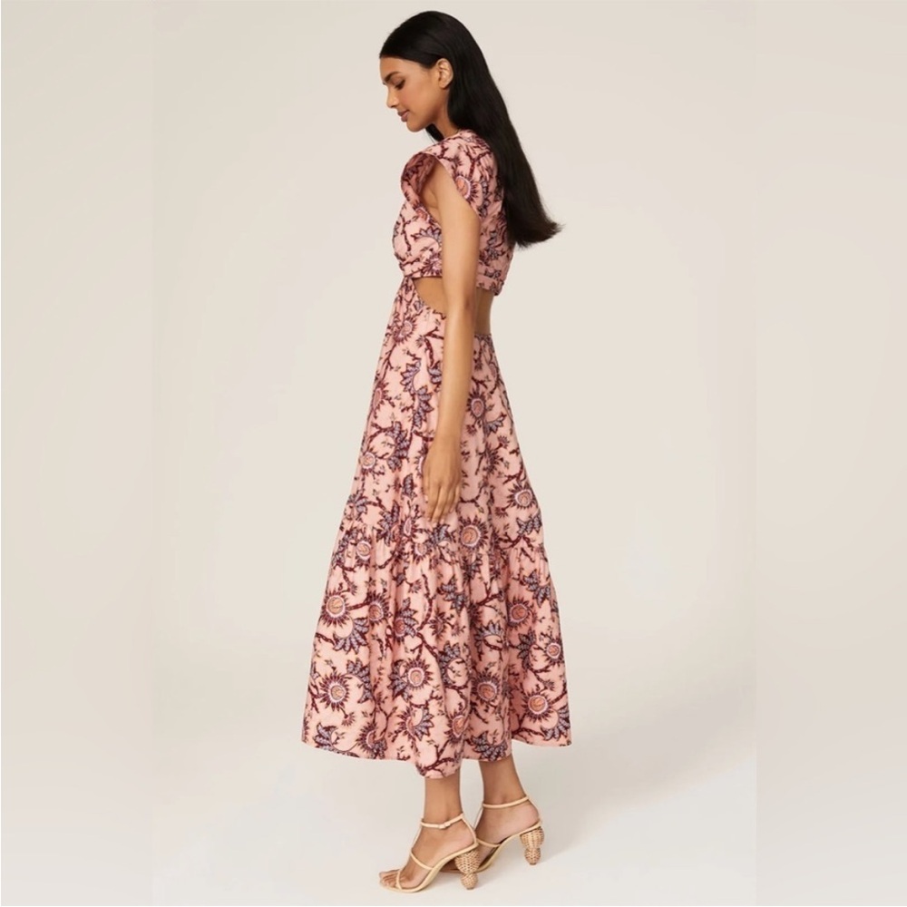 A.L.C Alexandria Pink Floral Printed CutOut Midi Dress Size 4 - Picture 3 of 10